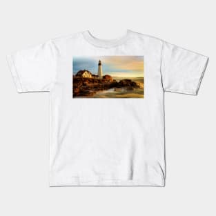 Portland Head Lighthouse At Dawn Kids T-Shirt